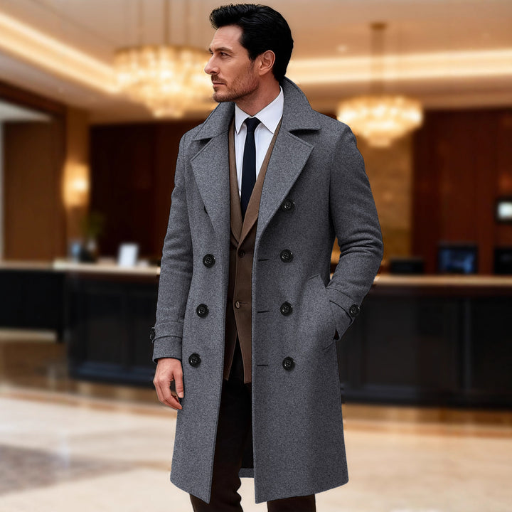 Men's elegant double-breasted wool coat Lisslune