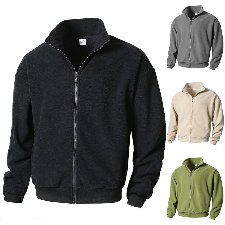 Men's fleece jacket with high collar and zipper Lisslune