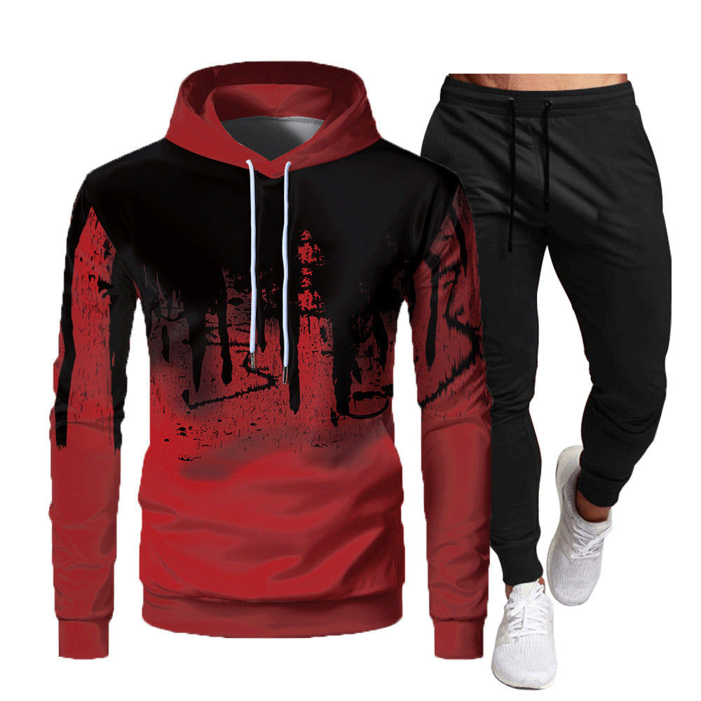 Men's Sporty Hooded Sweatshirt with Stylish Graphic Design and Comfortable Jogger Pants Lisslune