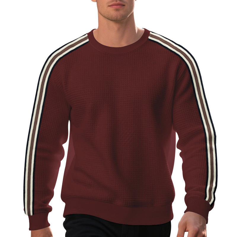 Men's Comfortable Sweatshirt with Textured Design and Stylish Stripe Details Lisslune