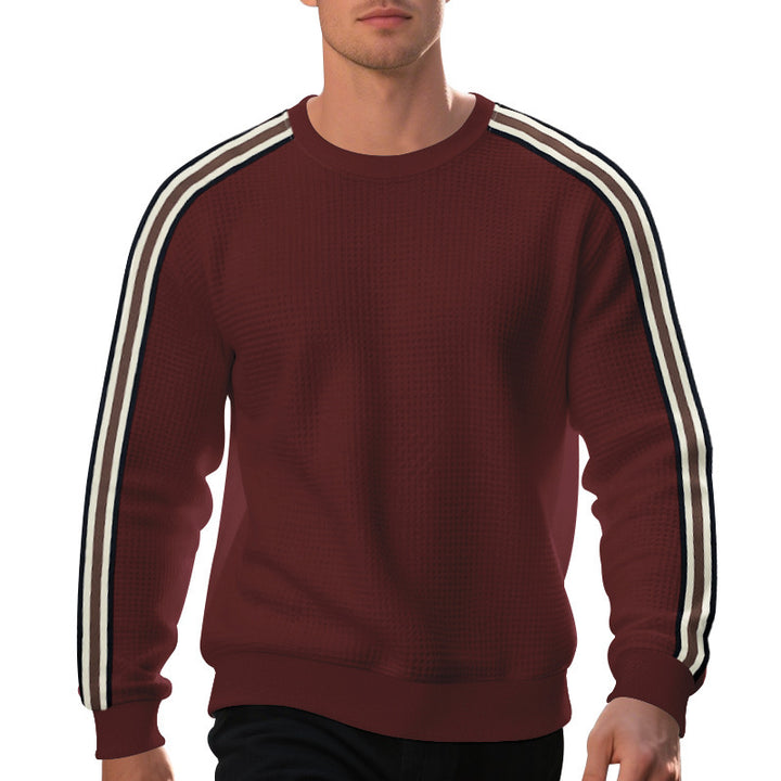 Men's Comfortable Sweatshirt with Textured Design and Stylish Stripe Details Lisslune