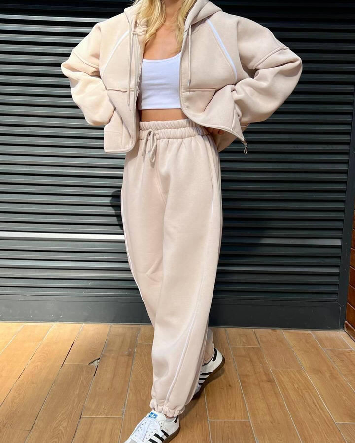 Women's sporty jumpsuit set with hood and elastic waist Lisslune