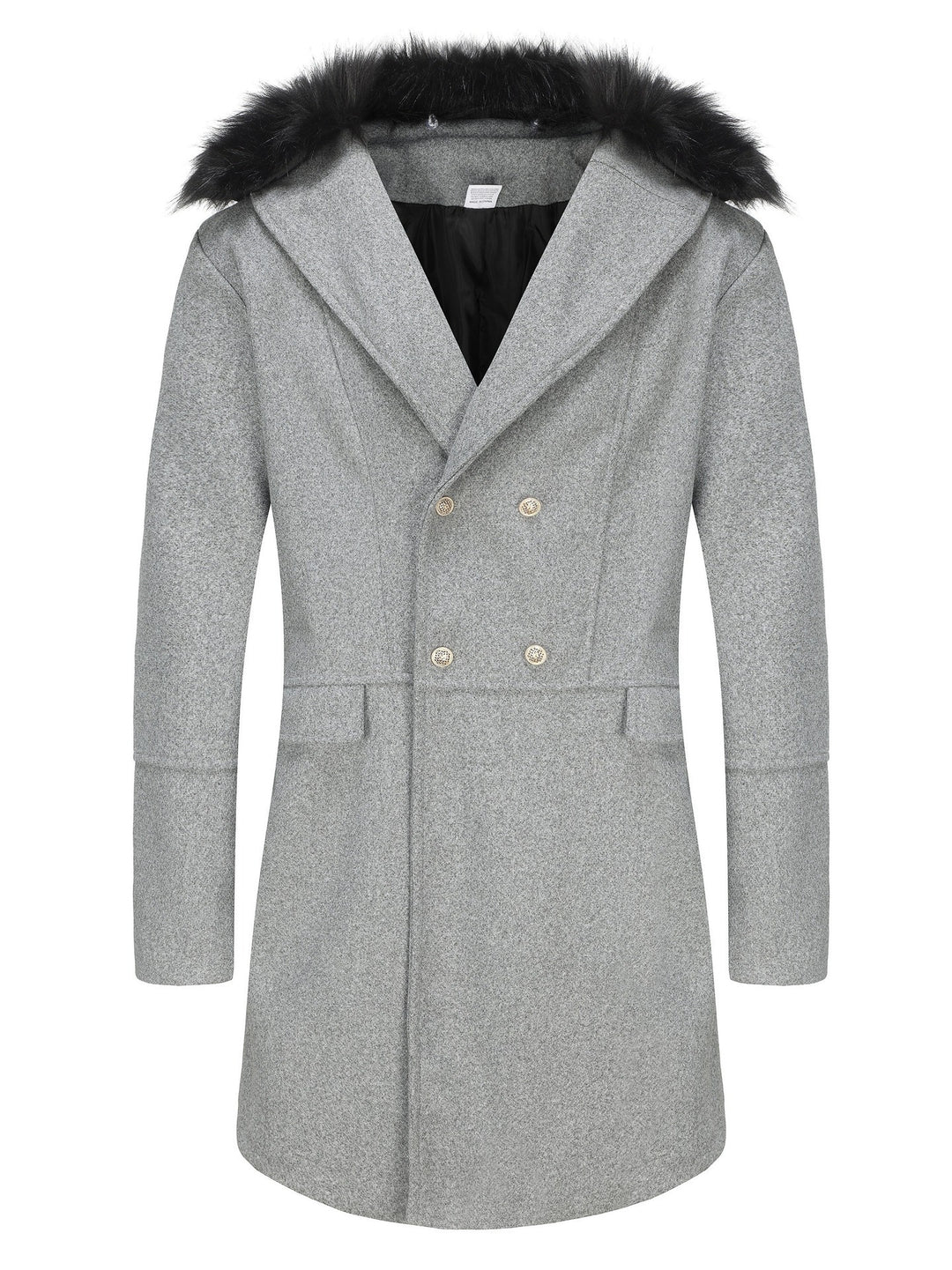 Men's elegant long coat with luxurious fur collar Lisslune