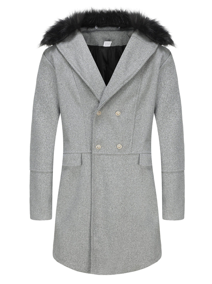 Men's elegant long coat with luxurious fur collar Lisslune
