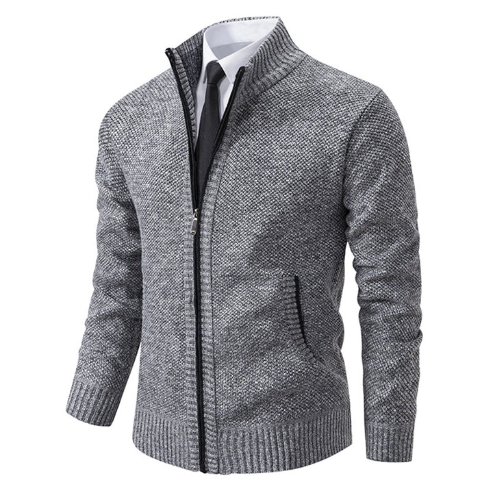 Men's elegant cardigan with high collar and practical zipper Lisslune