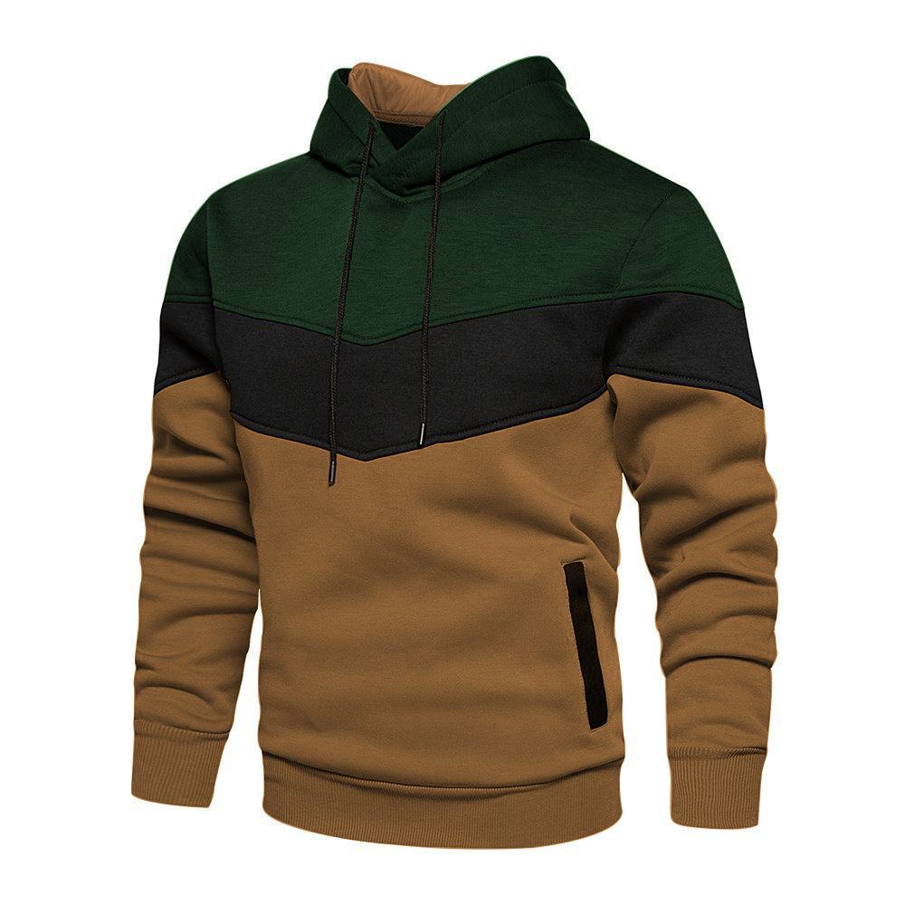 Men's Stylish Hooded Sweatshirt with Color Block Design and Side Pockets Lisslune