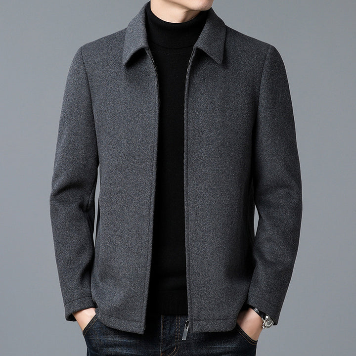 Men's Elegant Wool Jacket with Modern Stand-Up Collar Lisslune