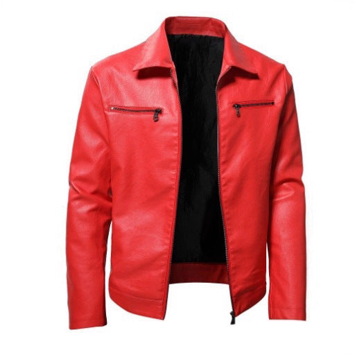 Men's biker jacket made of high-quality leather with modern zipper detail Lisslune