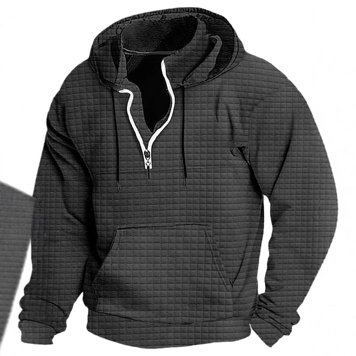 Men's hooded sweatshirt with textured design and practical zipper Lisslune