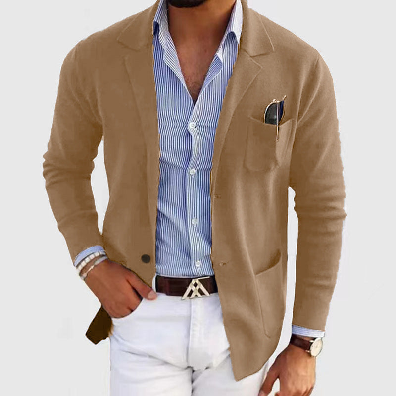 Men's casual knit blazer with practical pockets and comfortable fit Lisslune