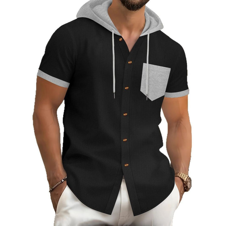 Men's Short Sleeve Shirt with Hood and Fashionable Design Lisslune