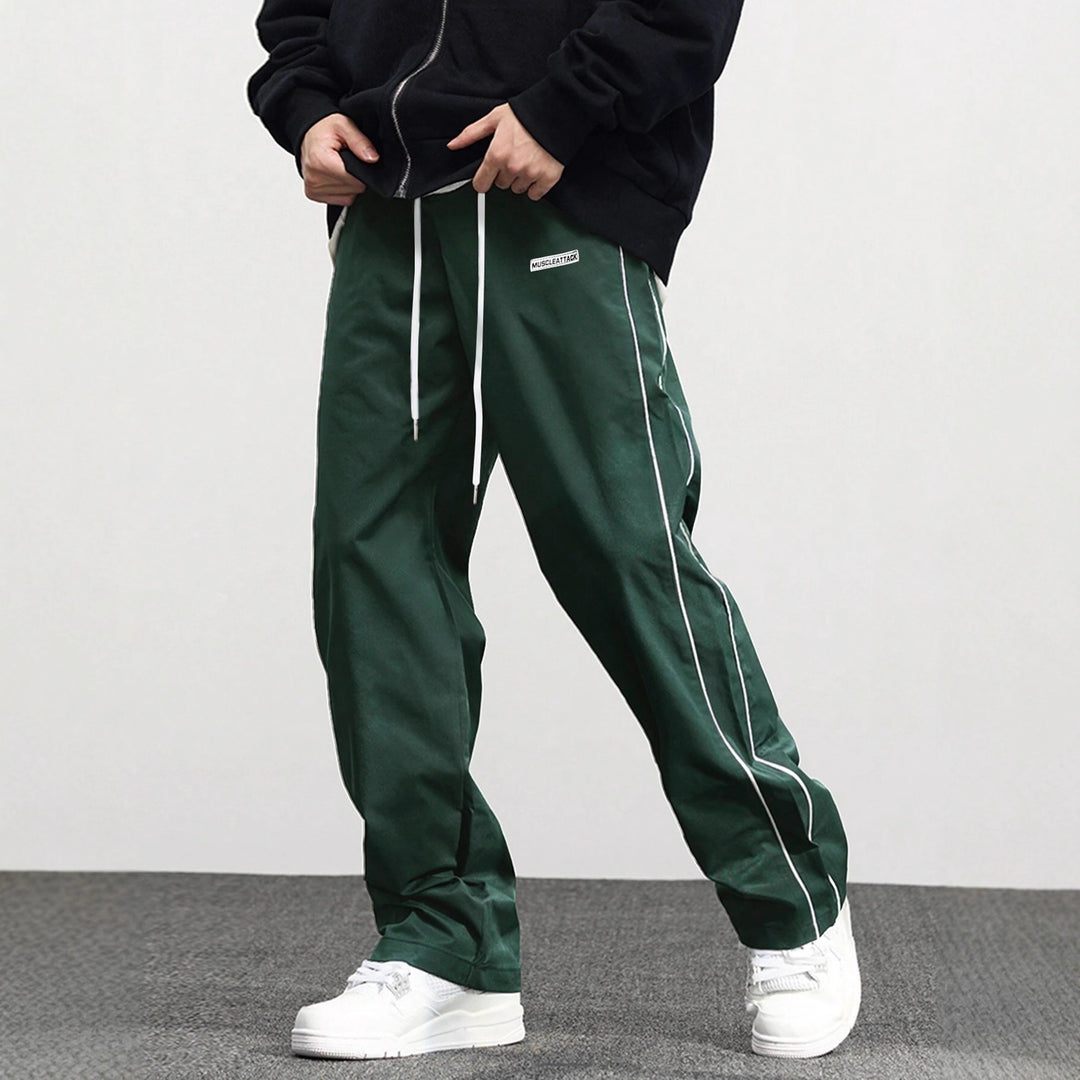 Men's Casual Jogging Pants with Elastic Waistband and Side Contrast Stripes Lisslune