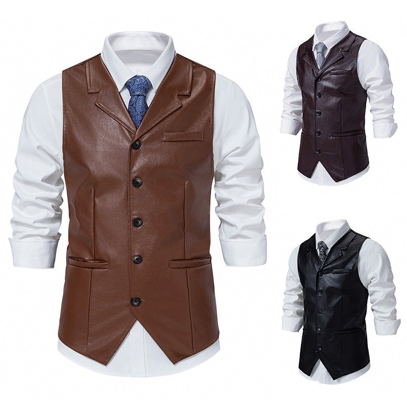 Men's elegant synthetic leather vest Lisslune