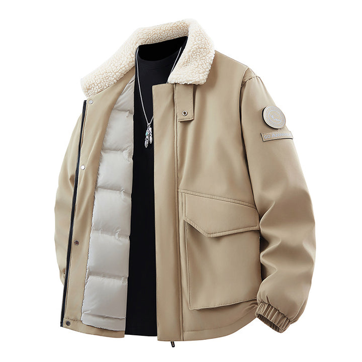 Men's trendy transitional jacket with insulating fleece collar and practical pockets Lisslune