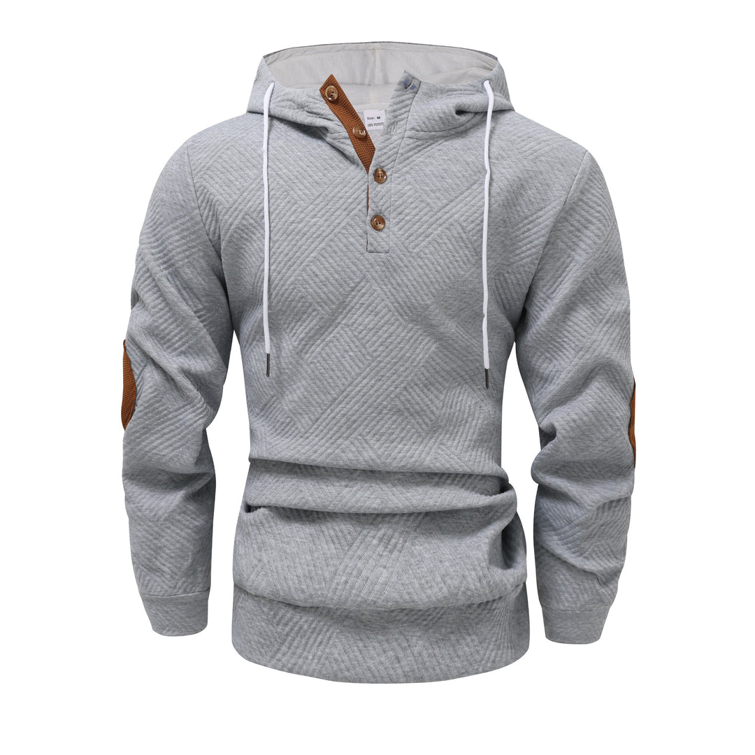 Men's Modern Hoodie with Textured Design and Practical Button Details Lisslune