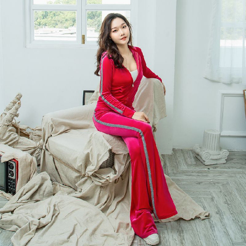 Women's sporty fleece loungewear set with glittering accents Lisslune