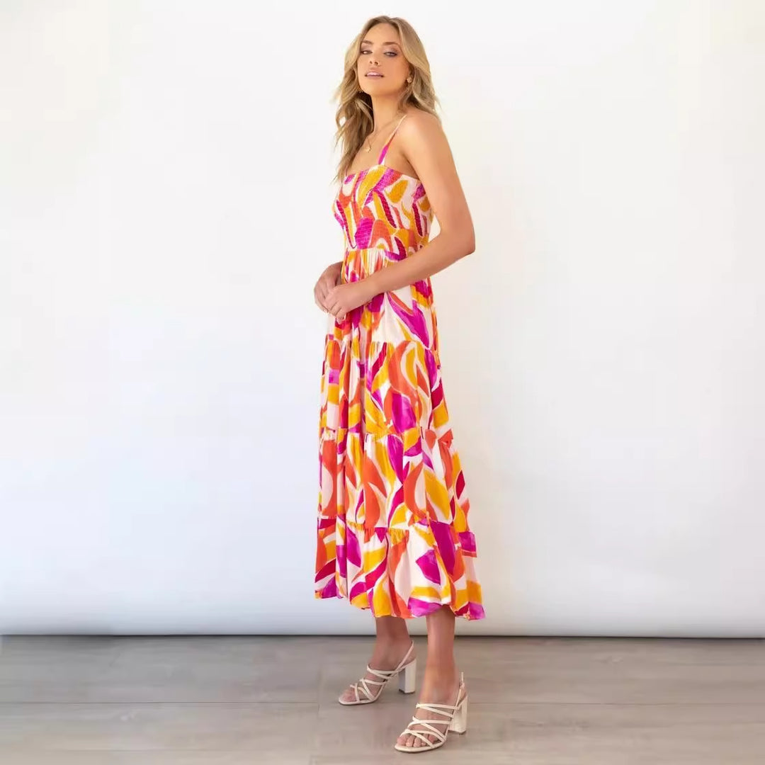 Women’s maxi dress with voluminous skirt and strapless shoulders Lisslune