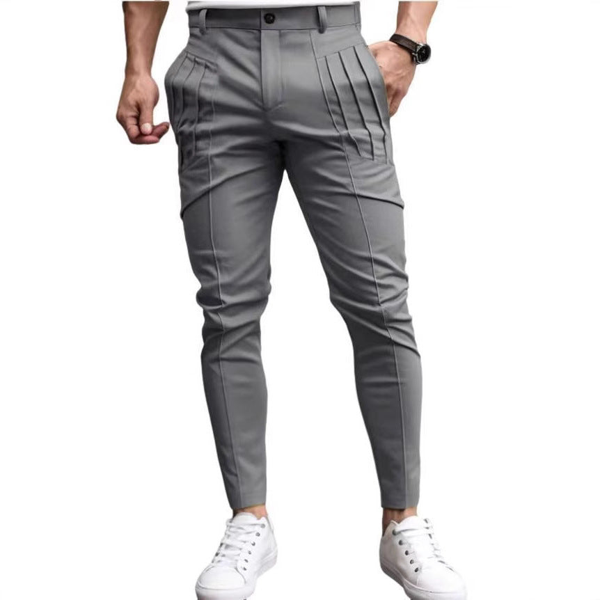 Men's fashionable suit trousers with side pleats and slim fit Lisslune