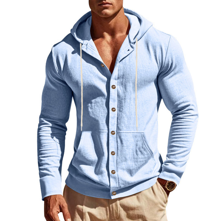 Men's hoodie jacket with button placket and practical pockets Lisslune