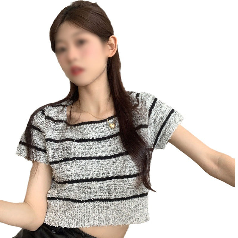 Women's Cropped Top with fashionable striped pattern and casual cut