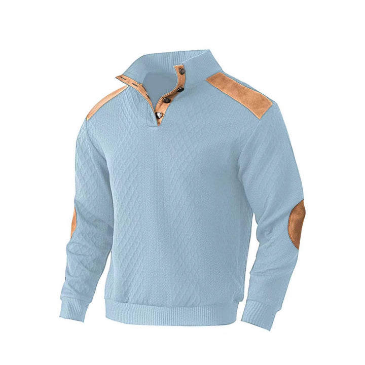 Men's knit pullover with unique stand collar and fashionable details Lisslune