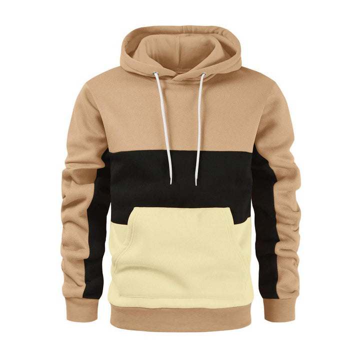 Men's sporty hooded sweatshirt with contrasting color block design Lisslune