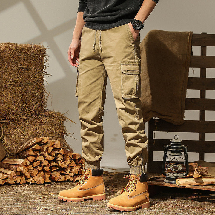 Men's cargo pants with elastic waistband and practical side pockets Lisslune