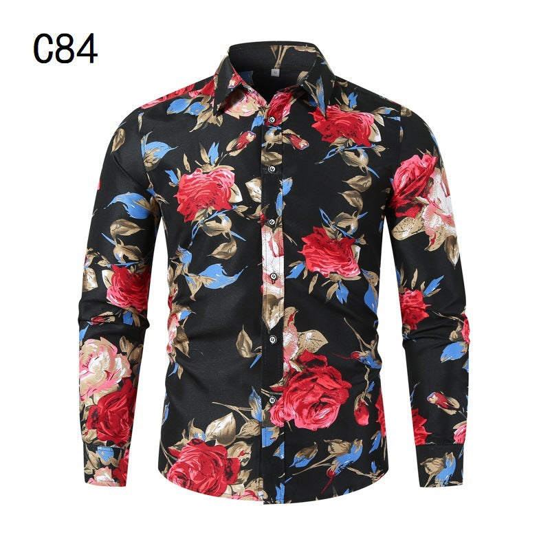 Men's long-sleeve shirt with floral pattern and modern cut Lisslune