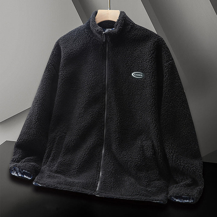 Men's Warm Fleece Jacket with High Collar and Elastic Cuffs Lisslune