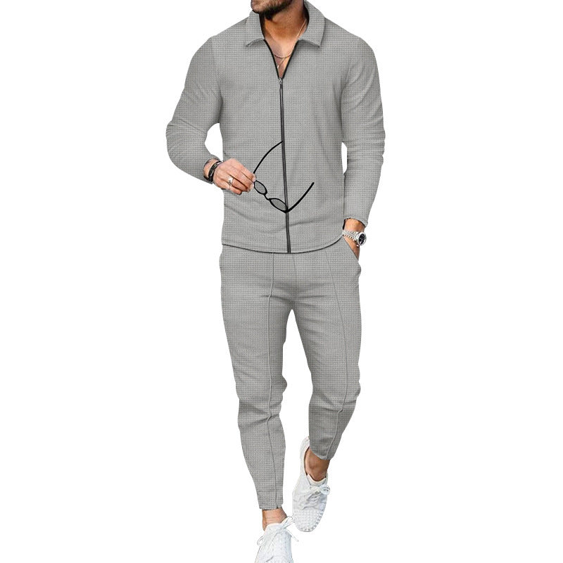 Men's breathable sports set with zipper and elastic waistband Lisslune