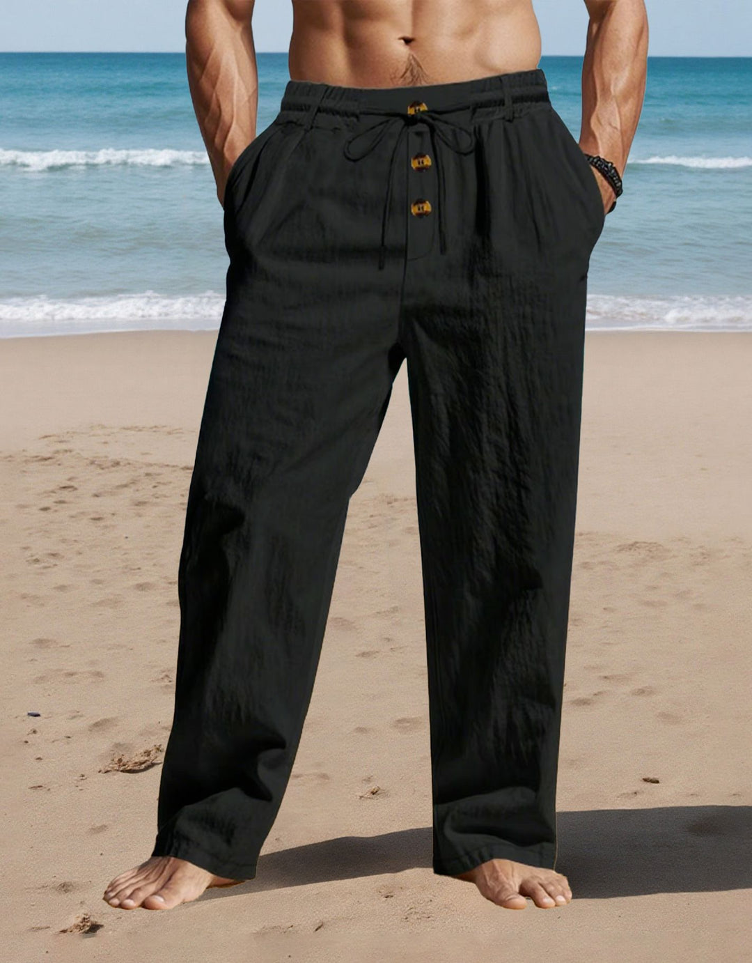 Men's Casual Linen Pants with A Loose Fit and Practical Drawstring Lisslune