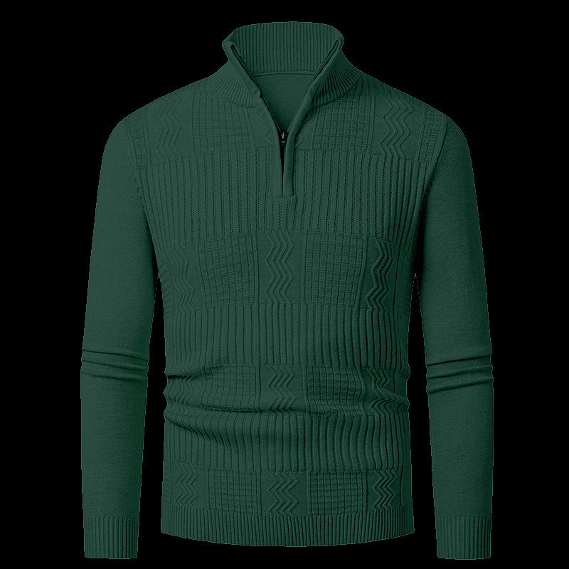 Men's knitted pullover with modern zipper and structured surface Lisslune