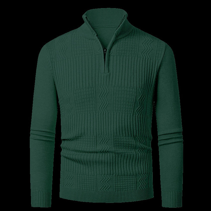 Men's knitted pullover with modern zipper and structured surface Lisslune