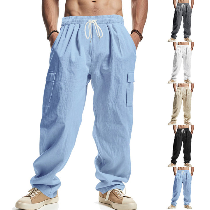 Men's casual cargo pants with elastic waistband and practical side pockets Lisslune