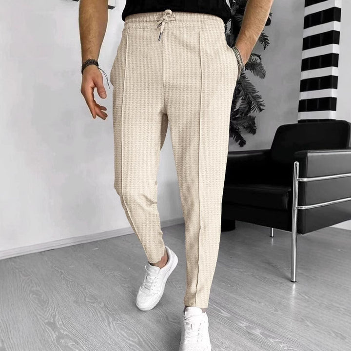 Men's Sporty Chino Pants with Adjustable Waist and Fine Pattern Lisslune