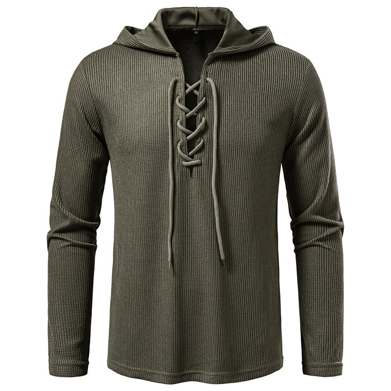 Men's hoodie with innovative lacing and textured design Lisslune