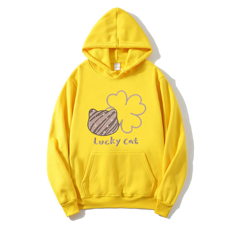 Women's hoodie with creative cat design and lucky motif Lisslune