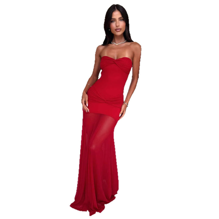Women's Elegant Maxi Dress with Ruched Bodice and Flowing Skirt Lisslune