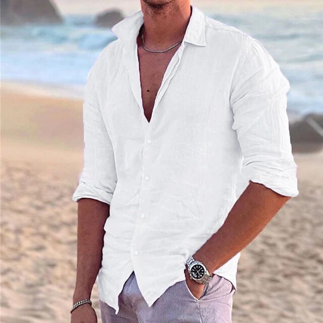 Men's casual long-sleeve shirt made of lightweight linen fabric Lisslune