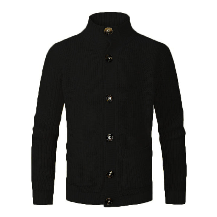 Men's fashionable knitted cardigan with high collar and button details Lisslune
