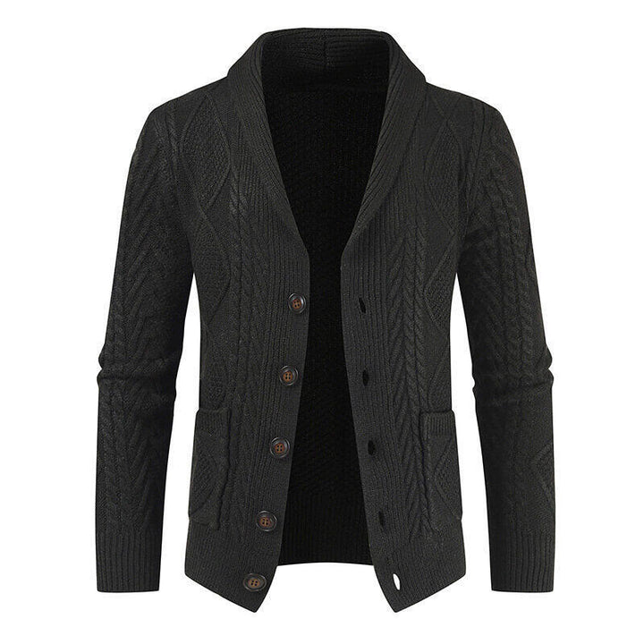 Men's cardigan with elegant cable pattern and button placket Lisslune