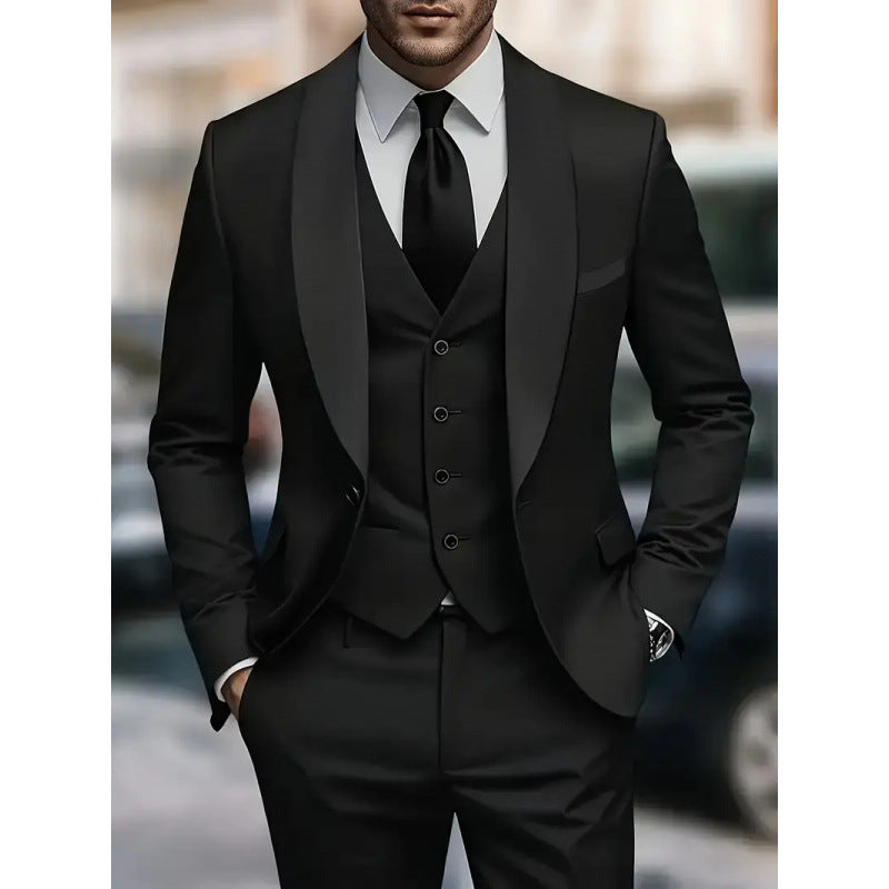 Men's elegant suit with slim fit and luxurious satin lapel Lisslune