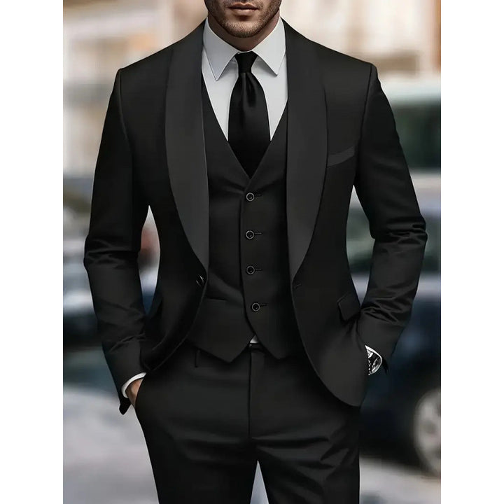 Men's elegant suit with slim fit and luxurious satin lapel Lisslune