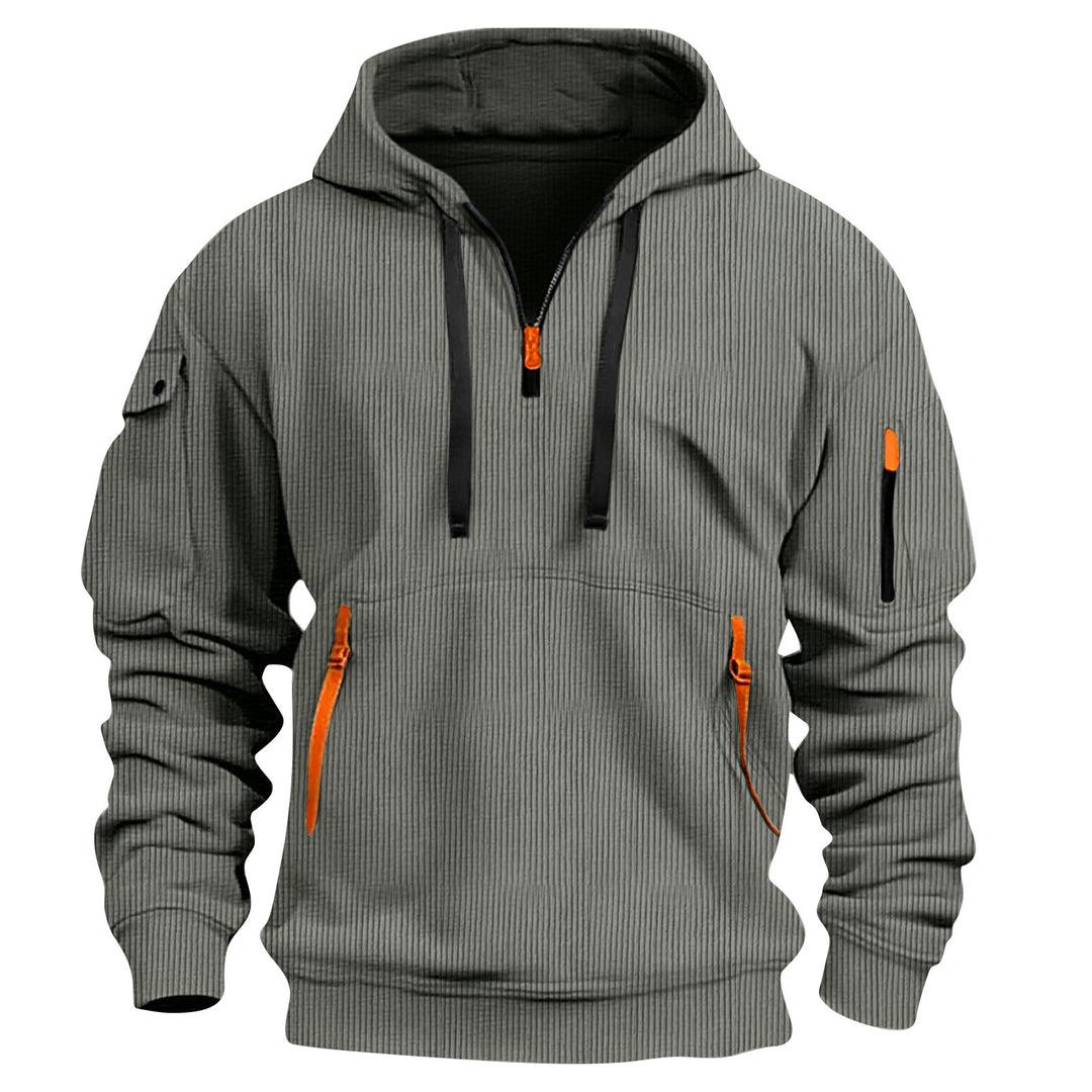 Men's sporty hoodie with innovative zipper and practical pockets Lisslune