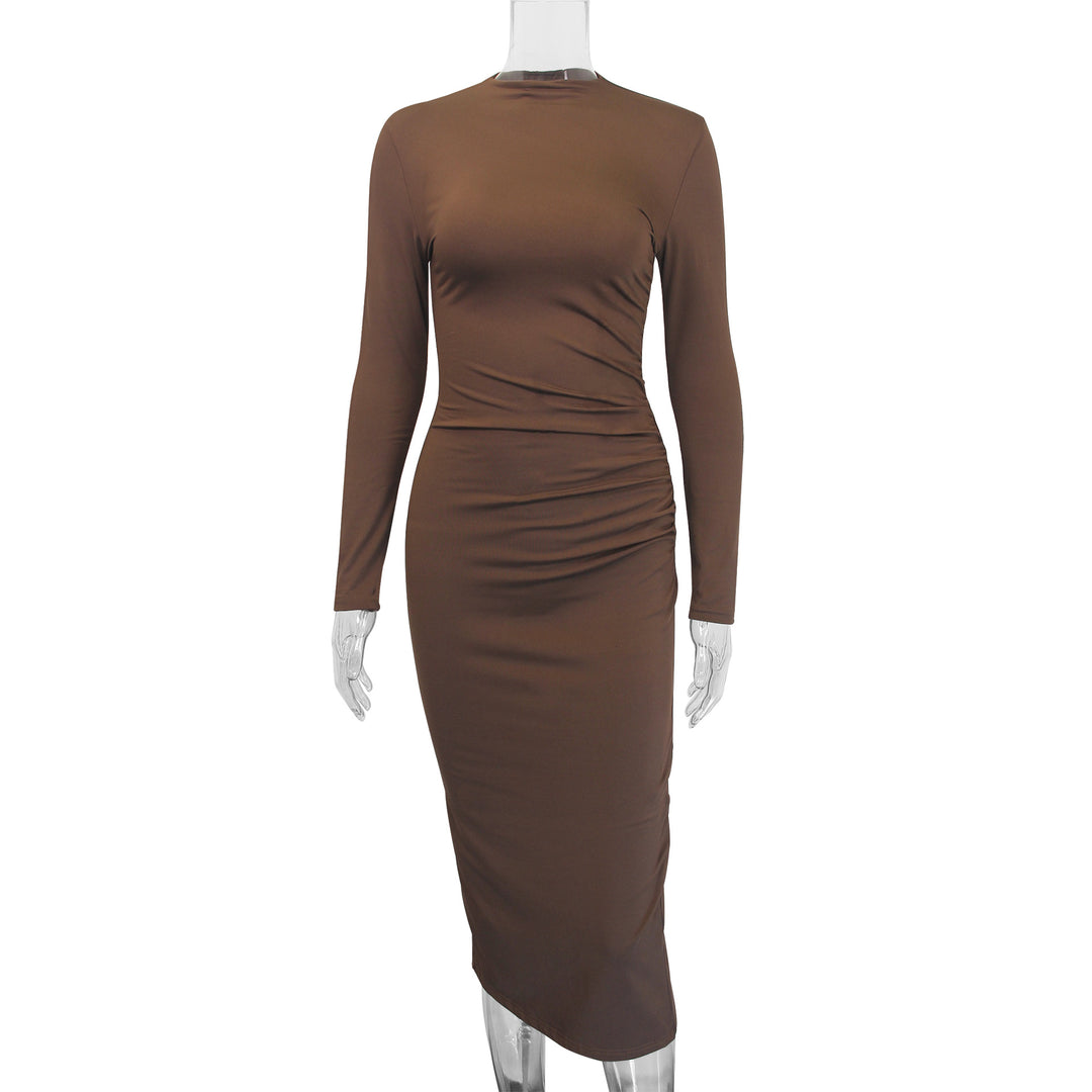 Damen Elegantes Bodycon-Maxikleid mit langen Ärmeln und figurbetontem Schnitt Lisslune