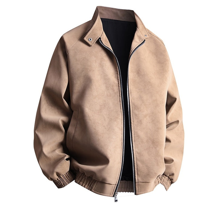 Men's stylish synthetic leather jacket in a modern design with elastic cuffs Lisslune
