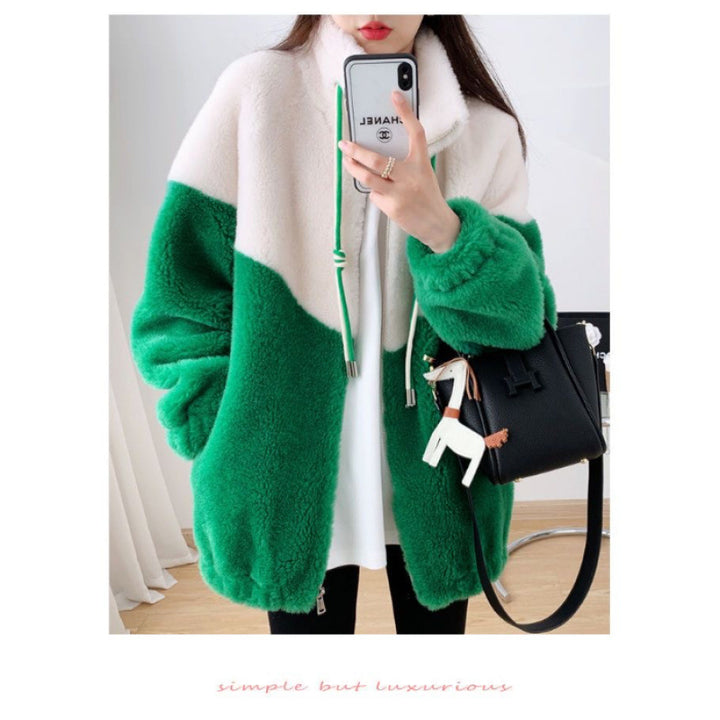 Women’s plush jacket with high closing collar and practical zippered pockets Lisslune