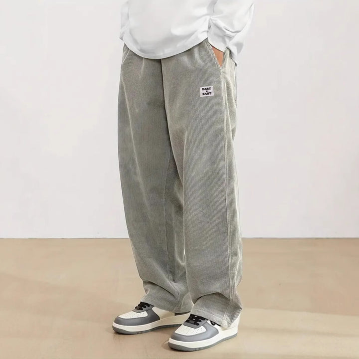 Women's wide corduroy trousers with elastic waistband and side pockets Lisslune