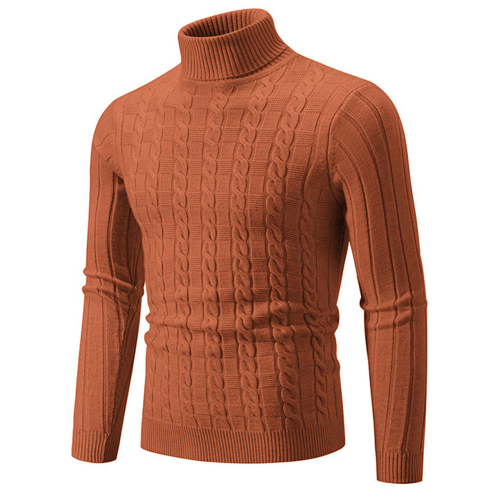 Men's stylish turtleneck sweater with textured cable design Lisslune
