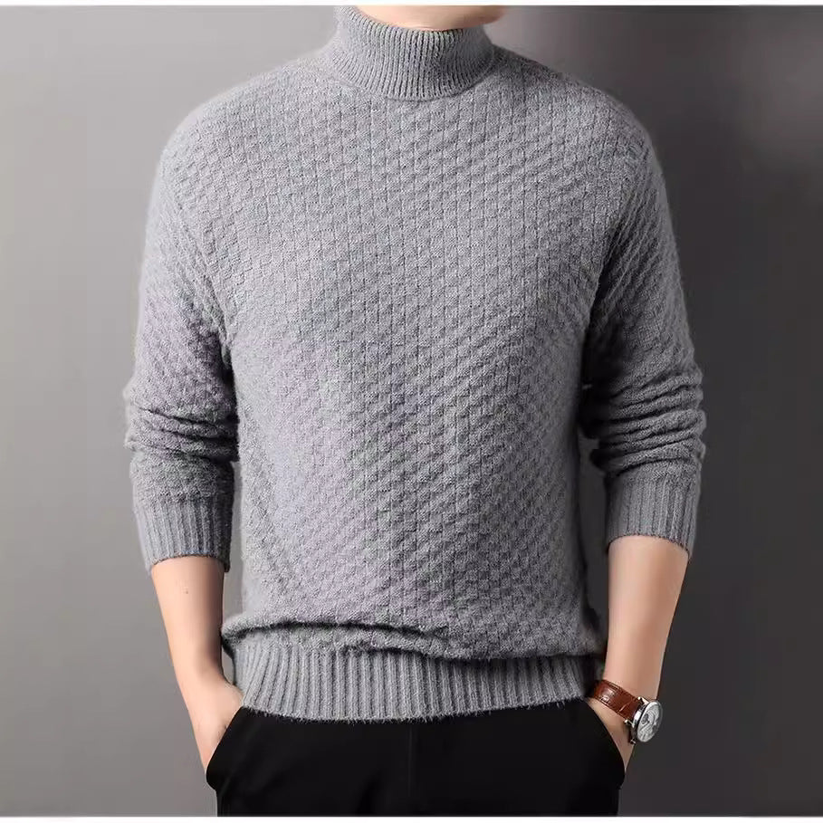 Men's knit sweater with high collar and textured design Lisslune